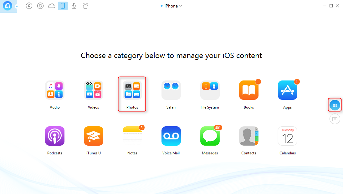 How to Quickly Remove Photos from iPhone with AnyTrans - Step 2