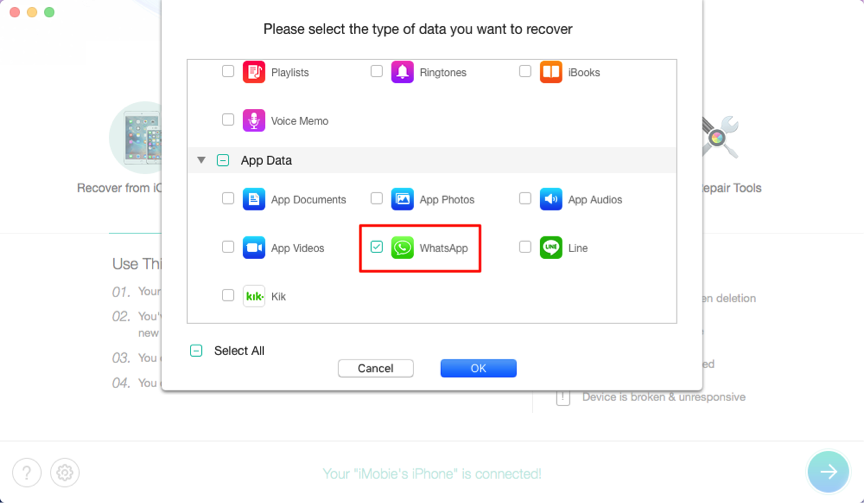 How to Recover Deleted WhatsApp Messages on iPhone without Backup – Step 2