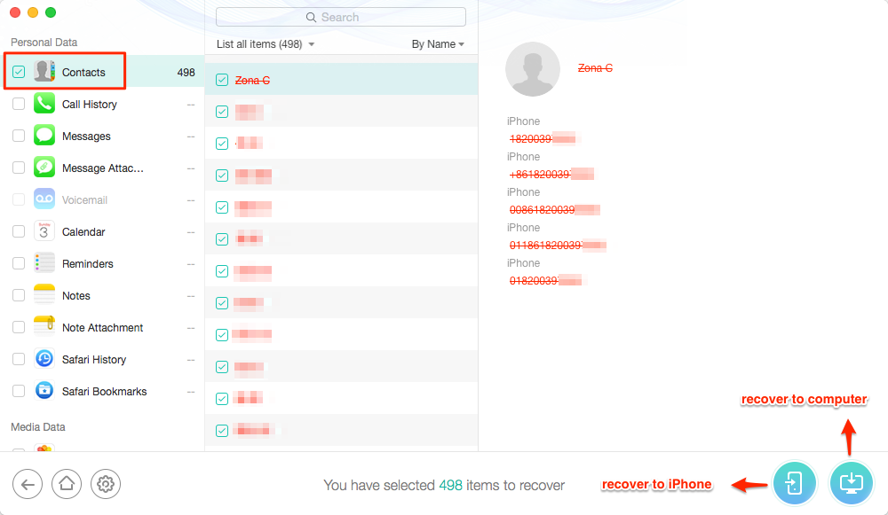 How to Retrieve Deleted Contacts from iPhone – Step 3