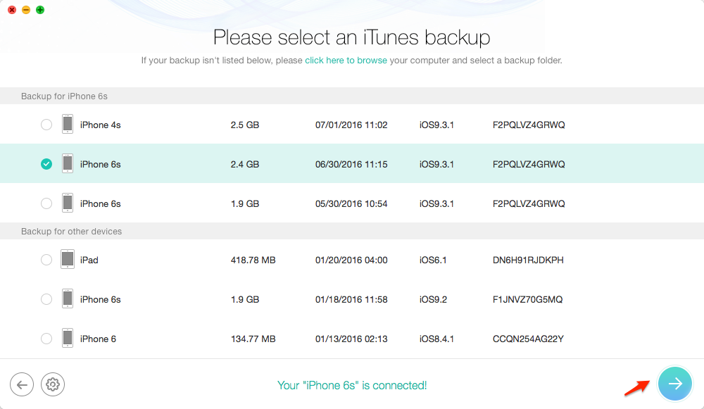 Recovering Data from Broken iPhone – Step 2