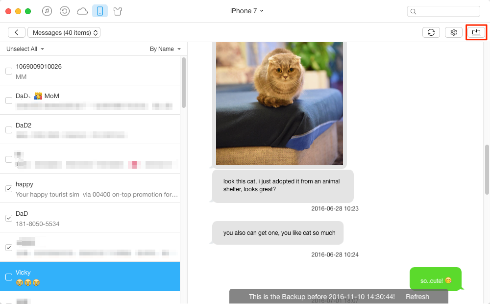 Save iPhone Text Messages to Computer with AnyTrans – Step 4