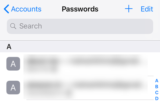 saved passwords on iphone