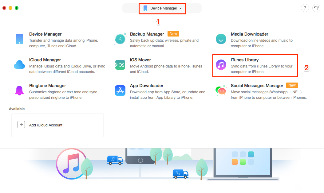 Share iTunes Library Using AnyTrans - Step 2