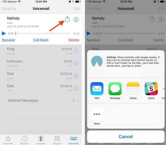 Share Voicemails on Your iPhone in iOS 9