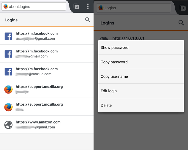 saved passwords on android