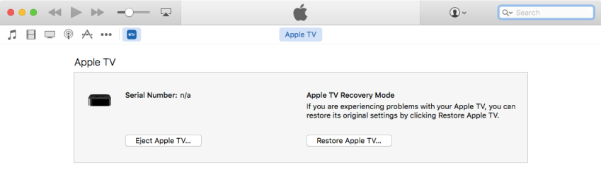 Restore Apple TV by Using iTunes