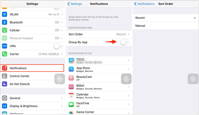 How to Sort iPhone's Notifications by Date