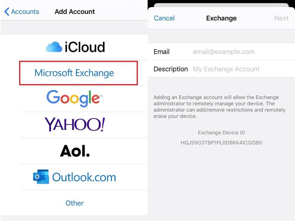 How to Sync Exchange Contacts with iCloud – Step 2
