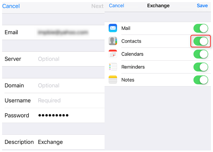 How to Sync Exchange Contacts with iCloud - Step 3