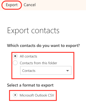 Export Hotmail Contacts – Step 3
