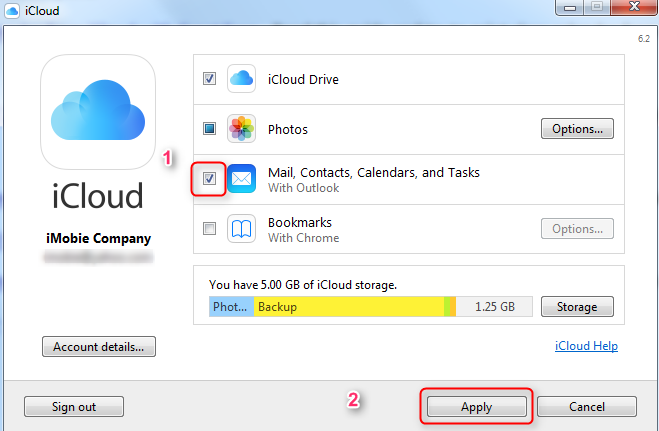 Sync Outlook Contacts to iCloud with iCloud Control Panel