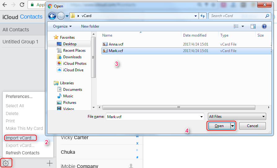 Sync Outlook Contacts to iCloud with iCloud.com - Step 3