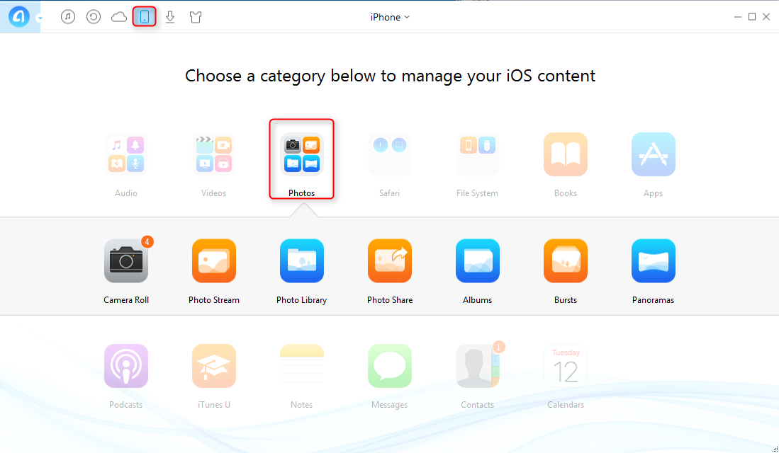 How to Sync Photos from iPhone to iPad As I Want to - Step 2