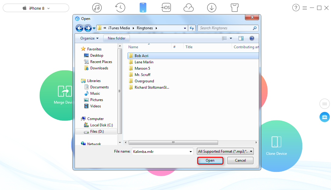 How to Sync Ringtones to iPhone 8 (Plus)/X You Used to Store in iTunes Library - Step 3