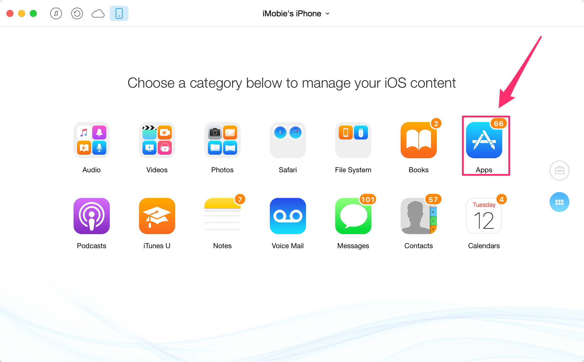 Transfer Apps from iTunes to iPhone with AnyTrans – Step 2