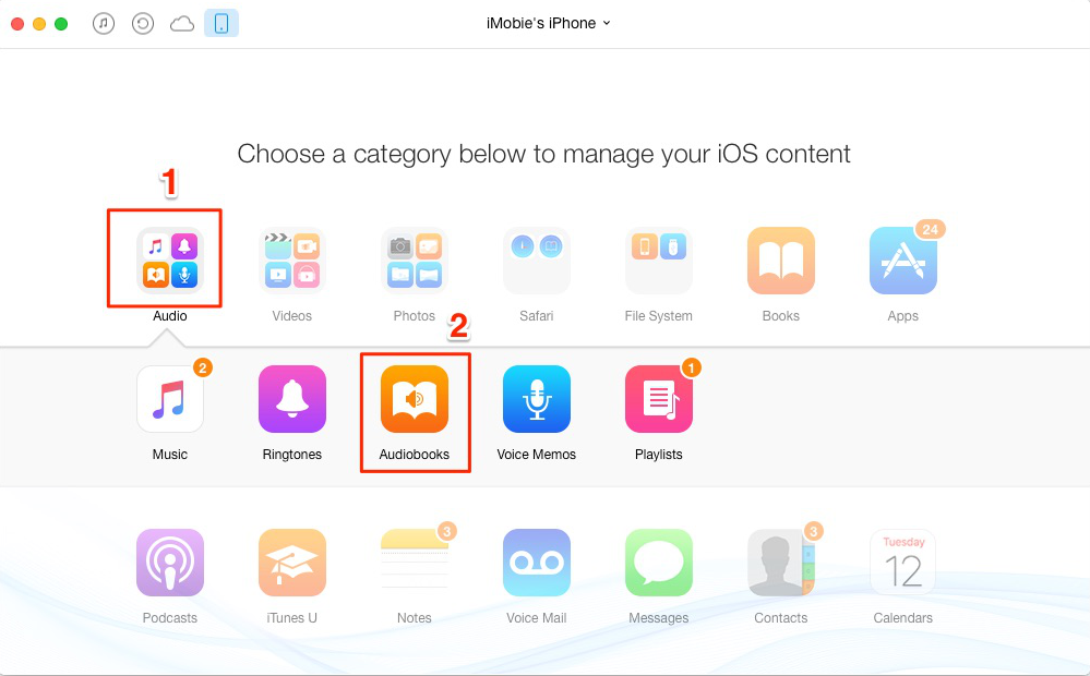 Transfer Audiobooks from iPhone to iPhone – Step 2