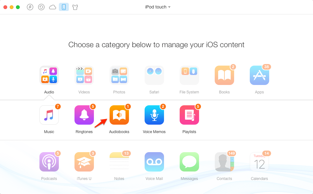 How to Transfer Audiobooks from iPod to Computer – Step 2
