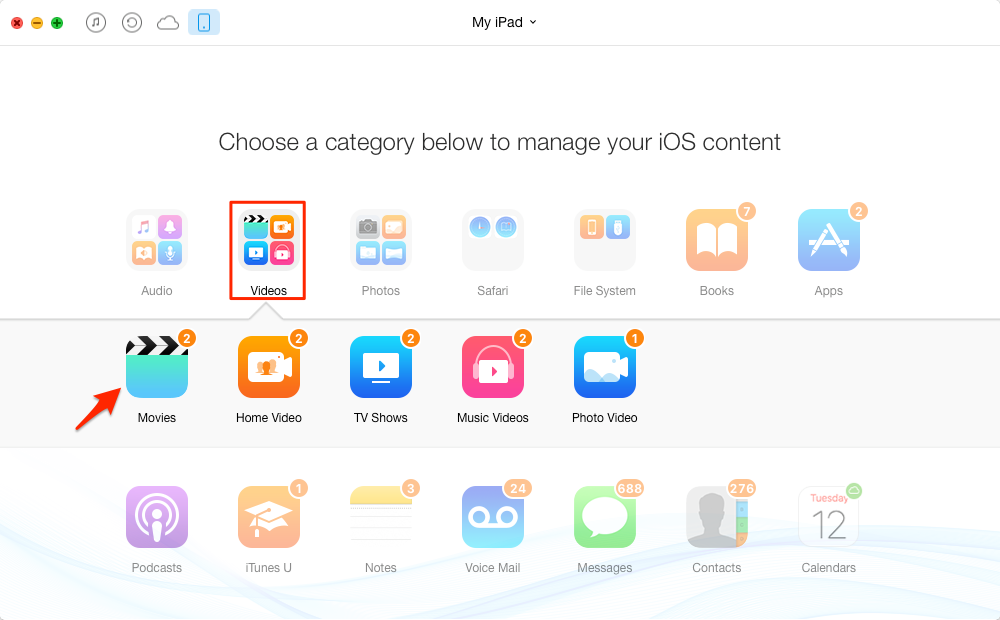 How to Transfer AVI to iPad without iTunes – Step 2