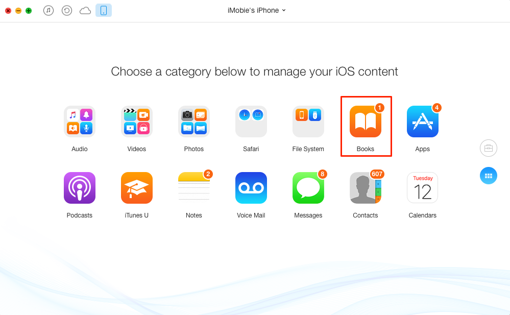 Transfer Books from iPhone to Mac – Step 2