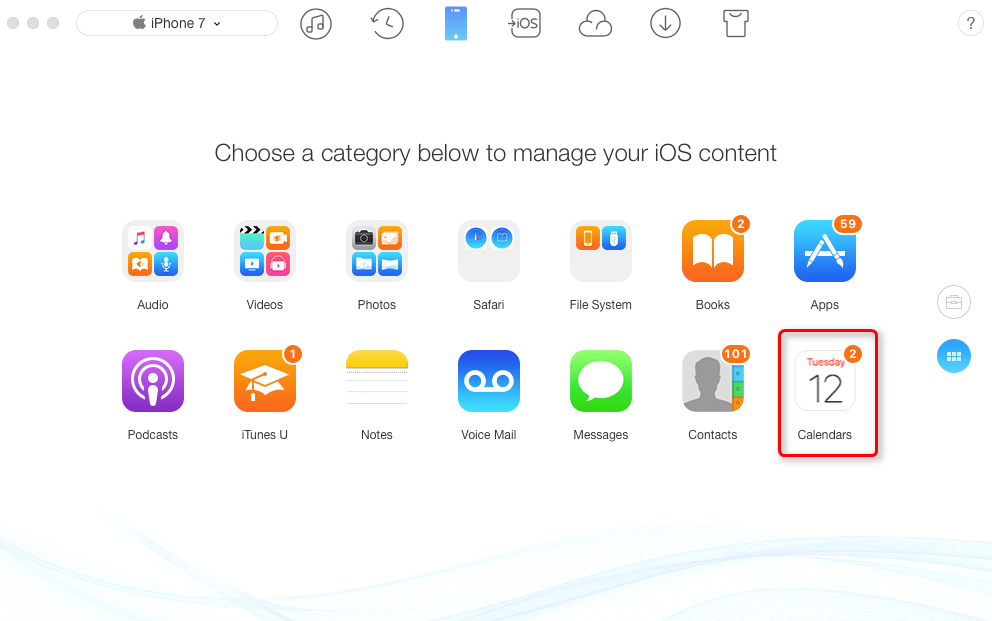How to Sync Calendar from iPhone 6/7/8/X to Mac with AnyTrans – Step 2