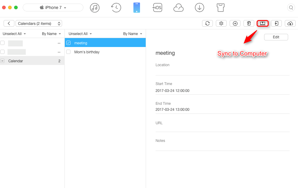 How to Get Calendar from iPhone 6/7/8/X to Mac with AnyTrans – Step 3
