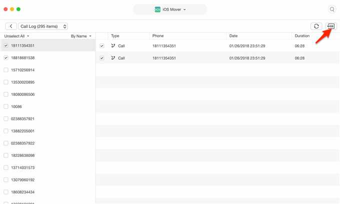 How to Transfer Call History from Android to iPhone X/iPhone 8 (Plus) – Step 3
