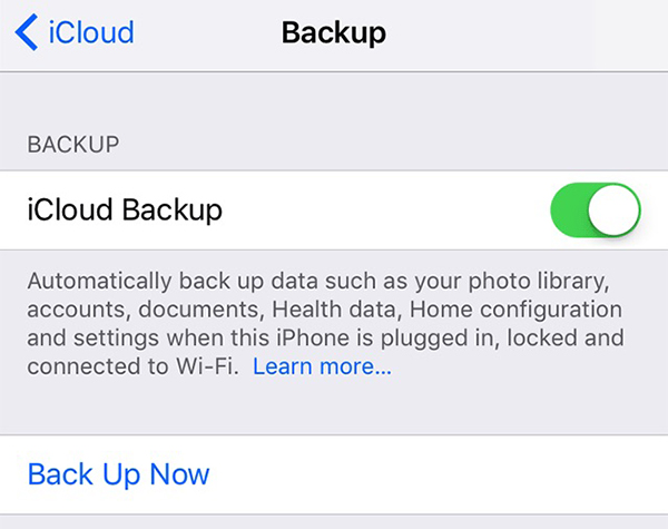 Back up to iCloud