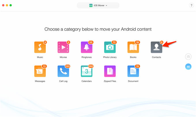 How to Transfer Contacts from Android to iPad/iPad Mini - Step 1