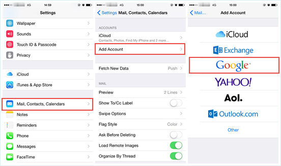 Sync Contacts to New iPhone with Google