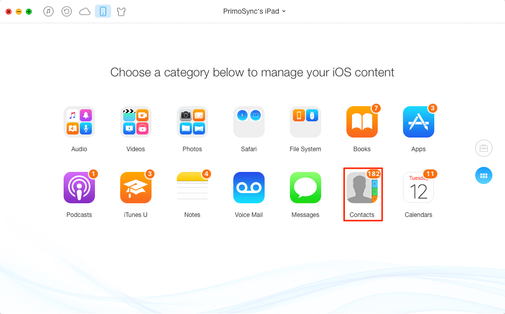 Transfer Contacts from iPad to iPad with AnyTrans – Step 1