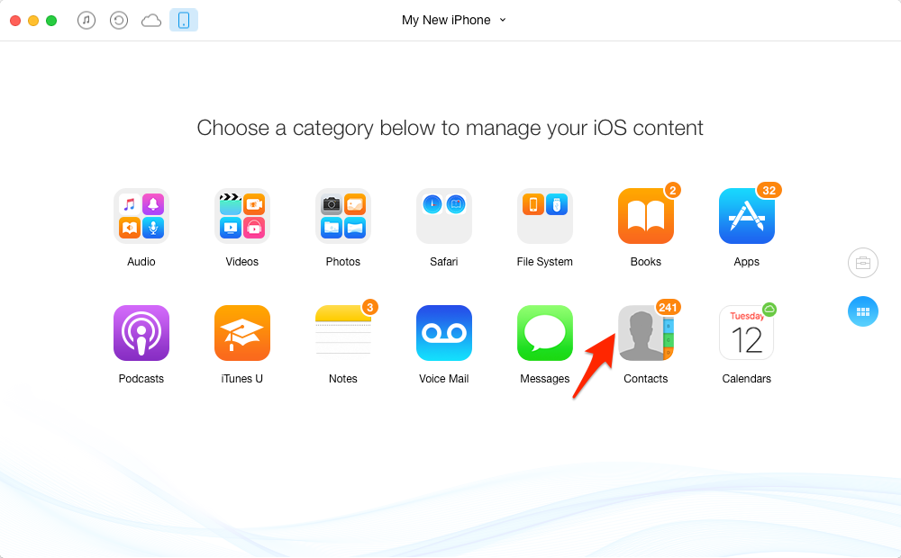 Transfer Contacts from iPhone 7 to Computer with AnyTrans – Step 1