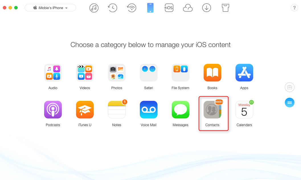 How to Transfer Contacts to New iPhone 7 with AnyTrans – Step 3