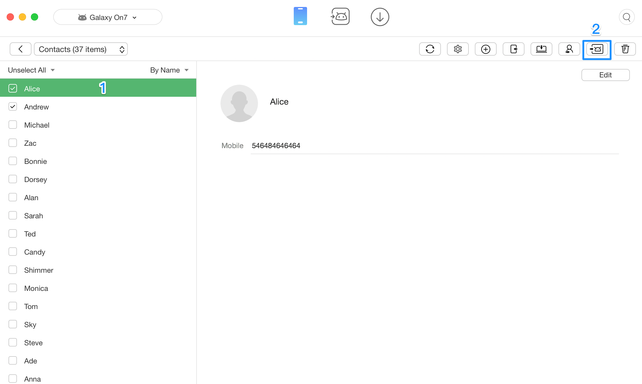 How to Transfer Contacts from Samsung to Samsung - Step 3