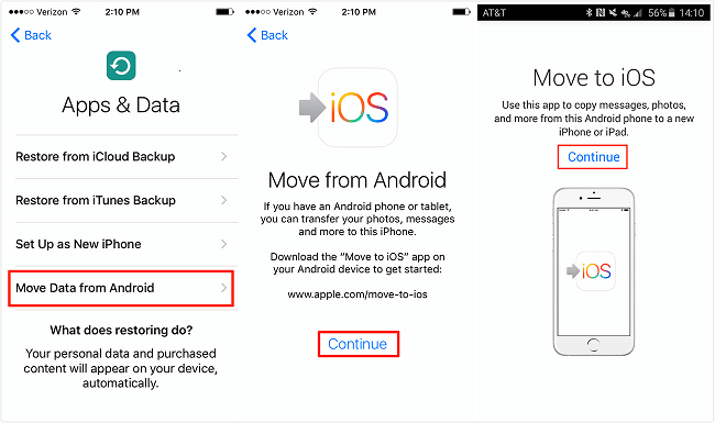 move to ios app not connecting