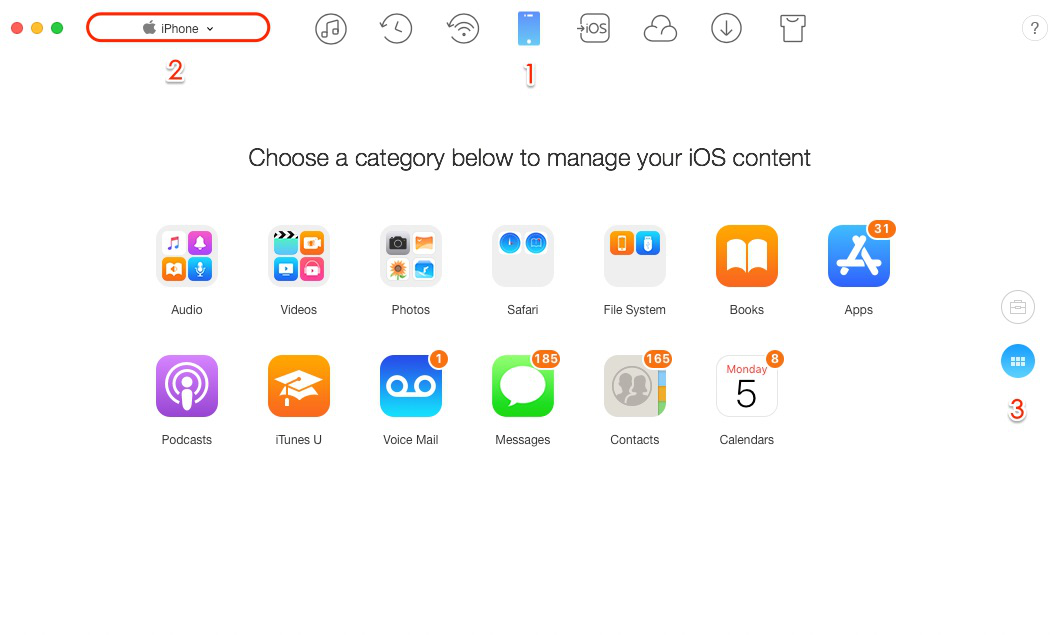 How to Transfer Data from iPhone 5s/6/6s/7 to iPhone 8/X Selectively – Step 1