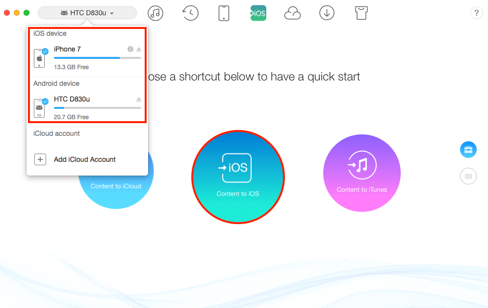 Transfer Files from HTC to iPhone – Step 1
