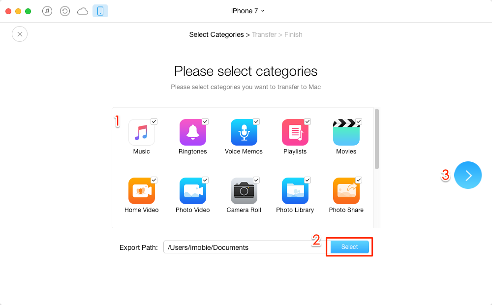 One-click to Transfer Files from iPhone 7 to Computer with AnyTrans