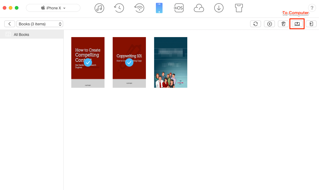 How to Transfer iBooks from iPhone X/iPhone 8 to Mac/PC - Step 3