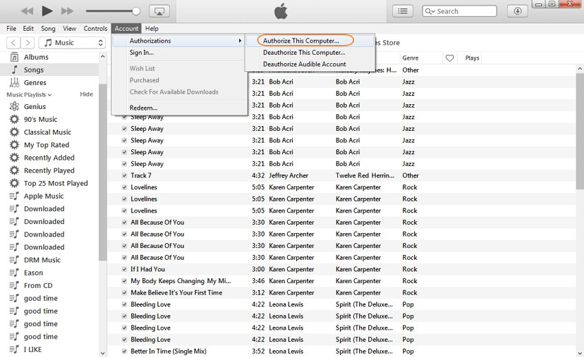 Transfer iPhone Purchases to iTunes with iTunes - Step 1