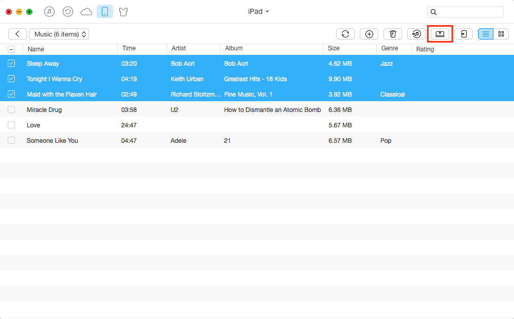 How to Transfer Music from iPad to MacBook Pro/Air – Step 3