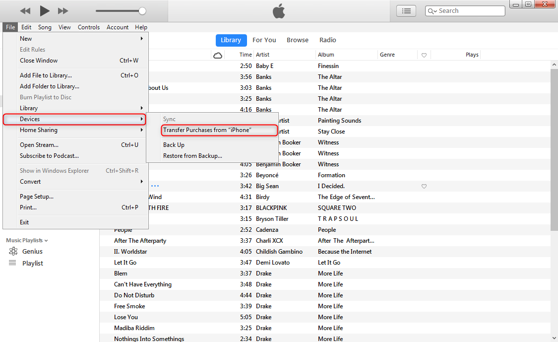 Import Music from iPhone to iTunes