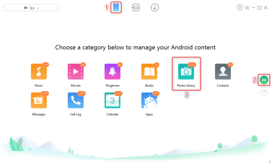 How to Transfer Photos from Android to PC without USB via AnyDroid - Step 2
