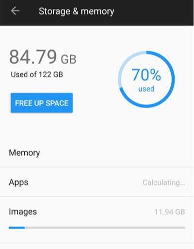 Open Images storage using Settings on Android