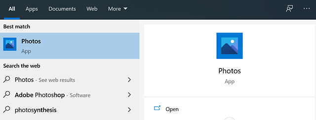 Access the Windows Photos app