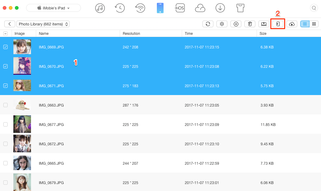 How to Transfer Photos from iPad to iPad with AnyTrans – Step 3