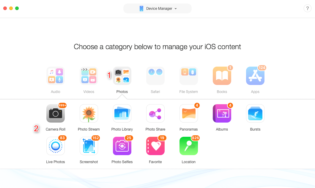 Transférer des photos sélectionnées ou multiples de l'iPhone vers le Mac avec AnyTrans pour iOS - Étape 2
