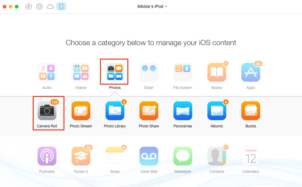 How to transfer photos from iPod to iPod with AnyTrans – Step 1
