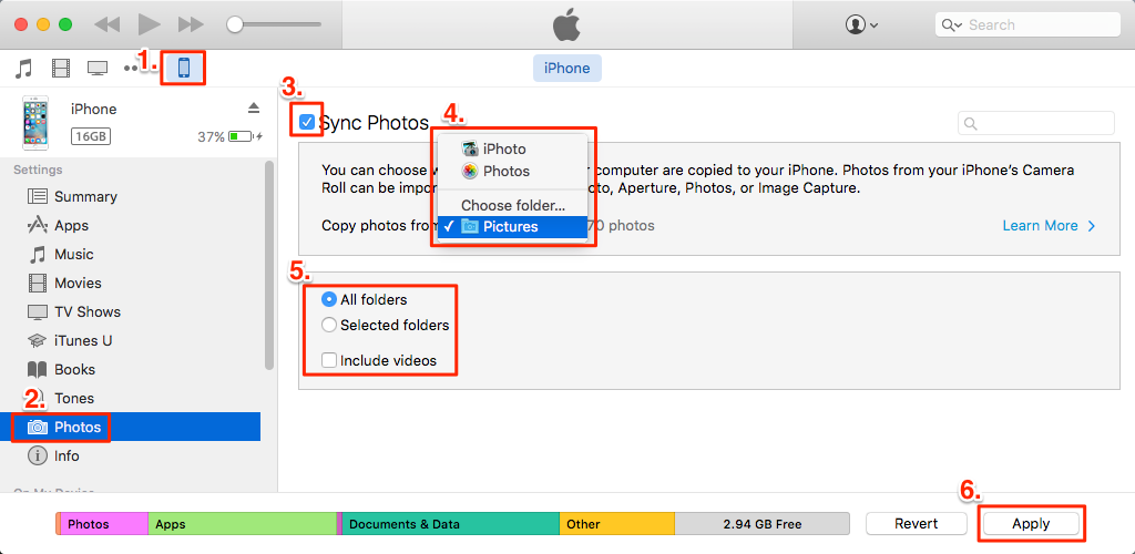 how to put pictures from my computer onto my iphone
