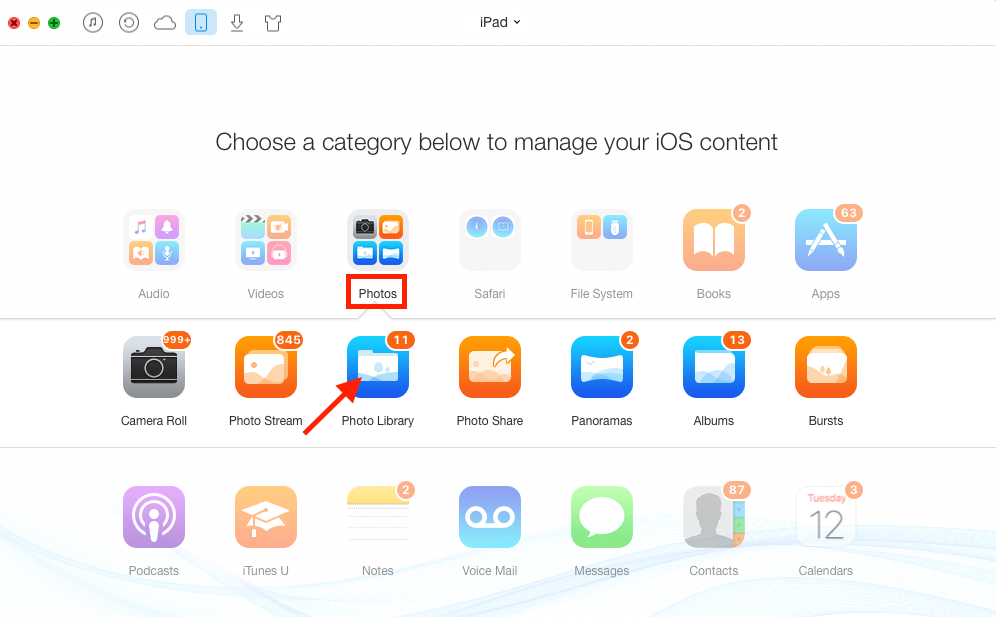How to Transfer Photos from Mac to iPad with AnyTrans – Step 2