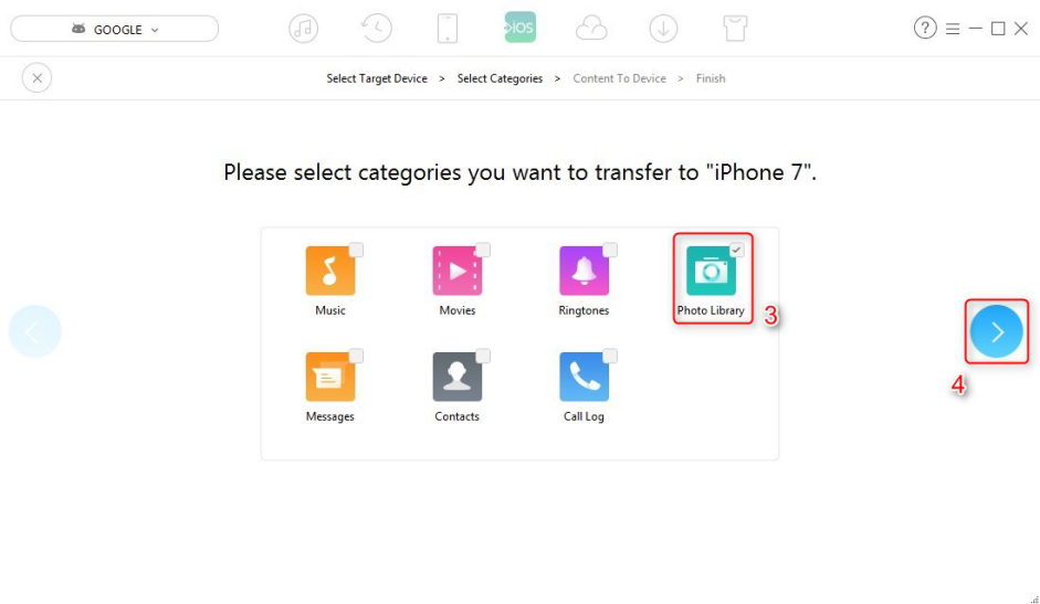How to Transfer All Photos from Sony Xperia to iPhone - Step 2